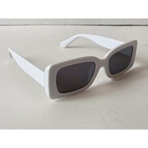 Rectangular Sunglasses White Tinted Lens Unisex